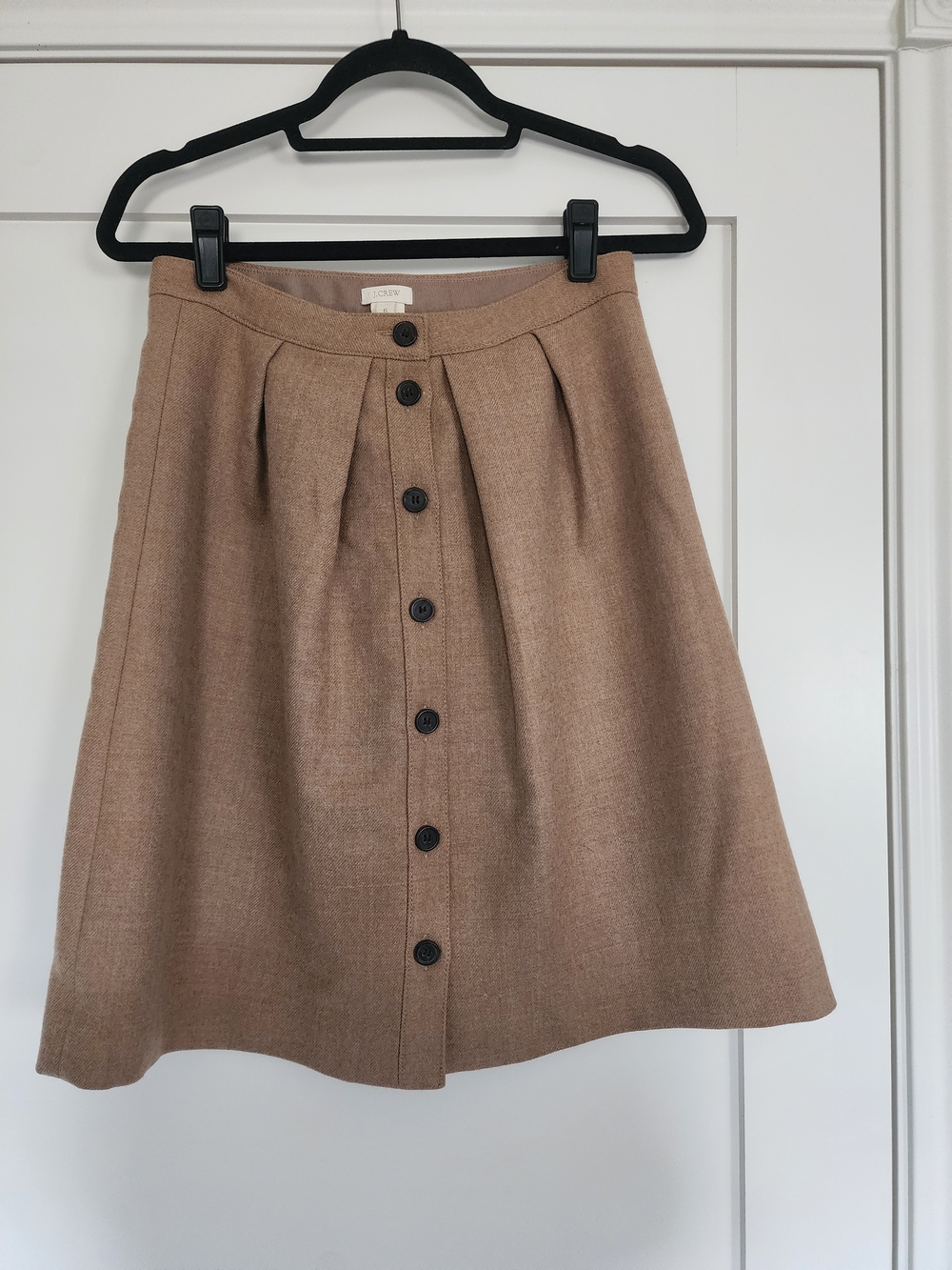 J. Crew Tan Button-Front A-Line Skirt